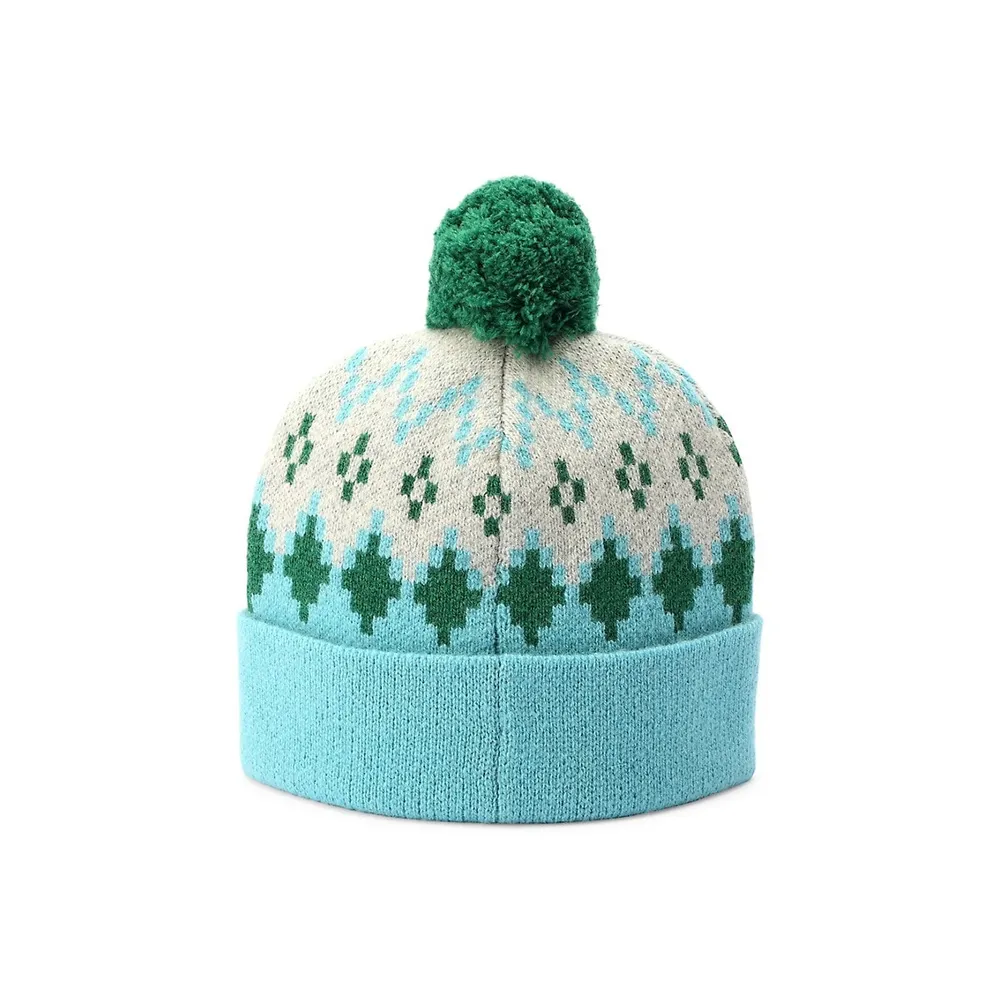 Classic Fair Isle Wool Pom-Pom Toque