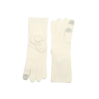 Women's Pop Flower Appliqué Knit Gloves