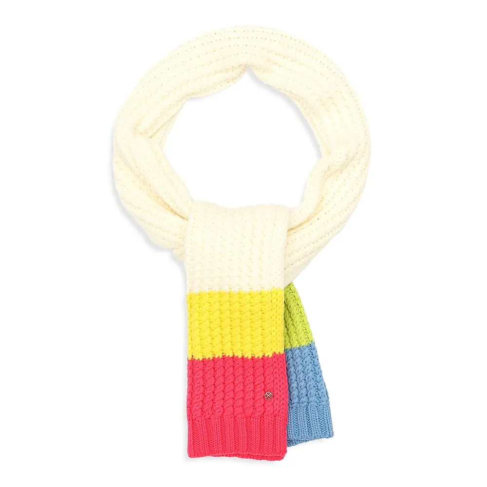 Marble Colourblock Cable-Knit Scarf