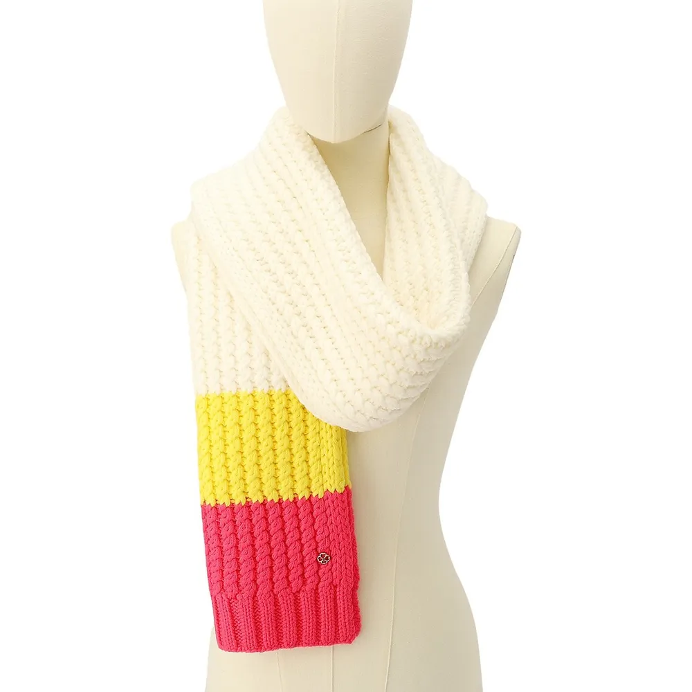 Marble Colourblock Cable-Knit Scarf