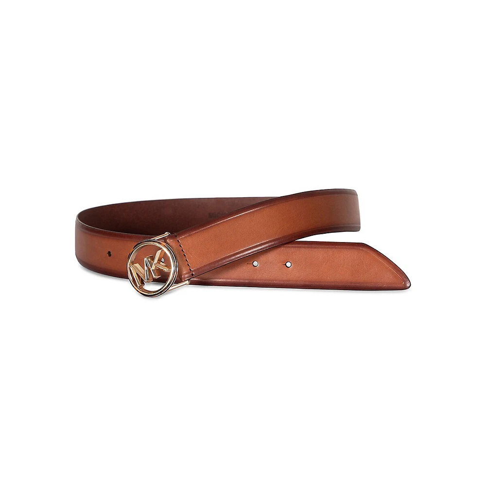 Women's Faux Tortoiseshell Monogram-Buckle Leather Belt