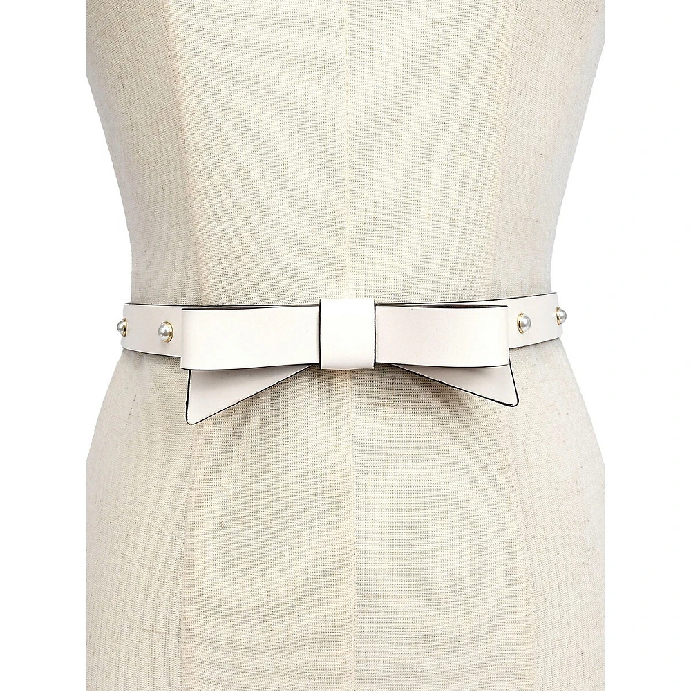 19MM Beaded Leather Bow Belt