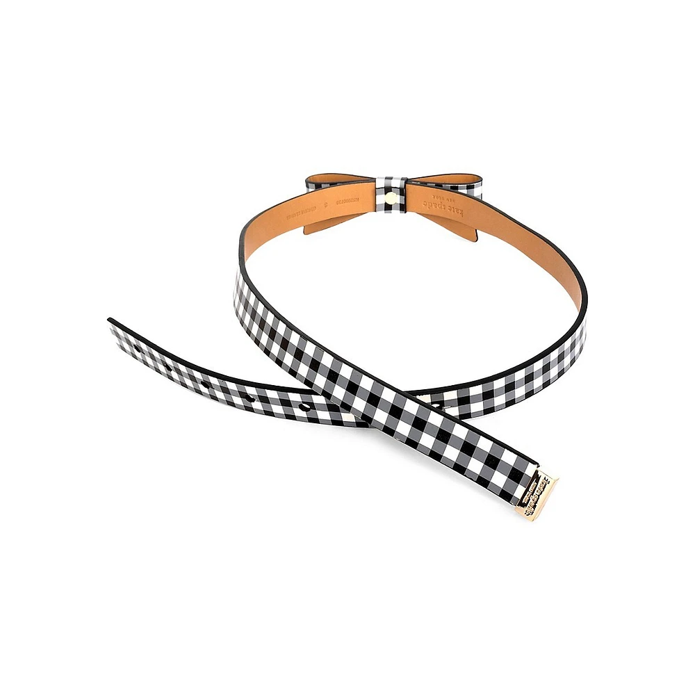 19MM Gingham Leather Bow Belt