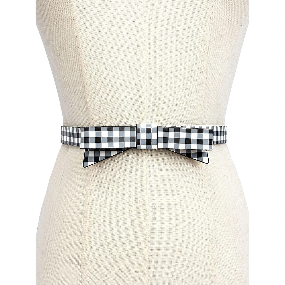 19MM Gingham Leather Bow Belt