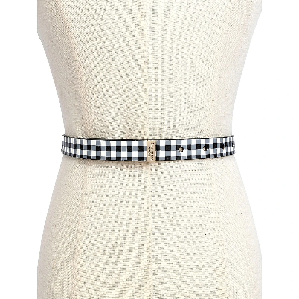 19MM Gingham Leather Bow Belt