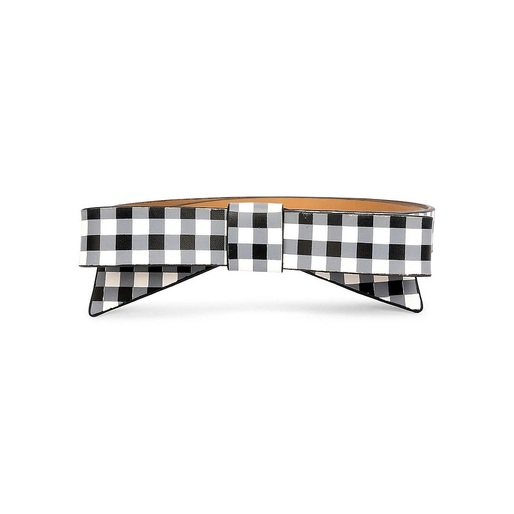 19MM Gingham Leather Bow Belt