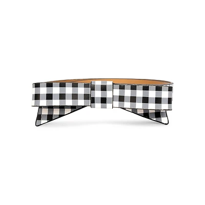 19MM Gingham Leather Bow Belt