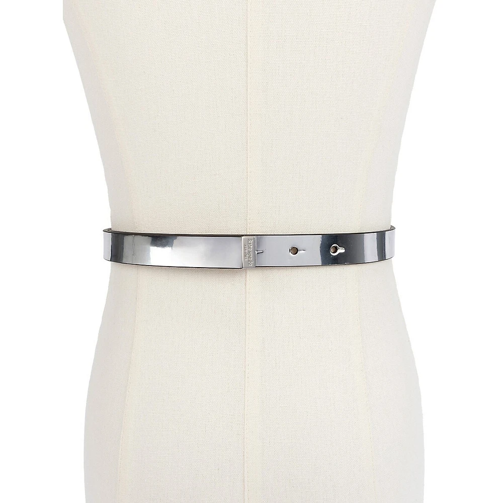 Mirror Metallic Leather Bow Belt