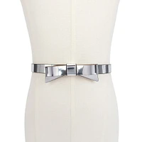 Mirror Metallic Leather Bow Belt