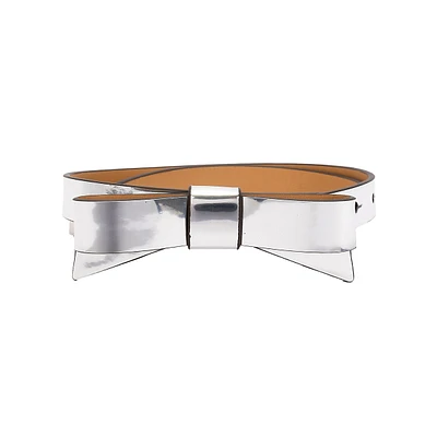 Mirror Metallic Leather Bow Belt