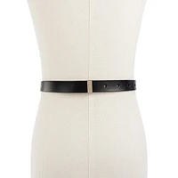 Faux Pearl-Trim Leather Bow Belt