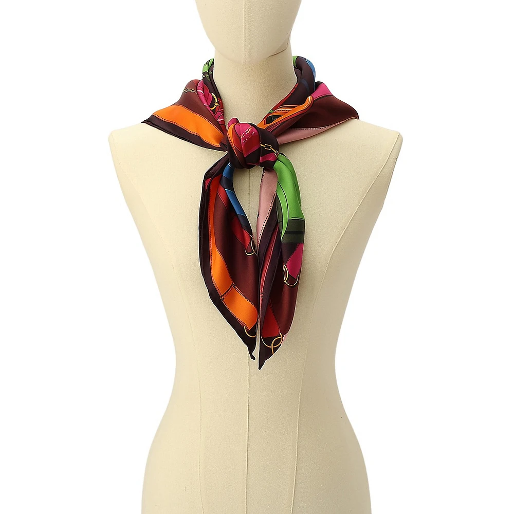 Bag-Print Silk Square Scarf