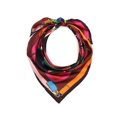 Bag-Print Silk Square Scarf