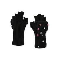 Embellished Pop-Top Knit Gloves