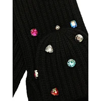 Embellished Pop-Top Knit Gloves