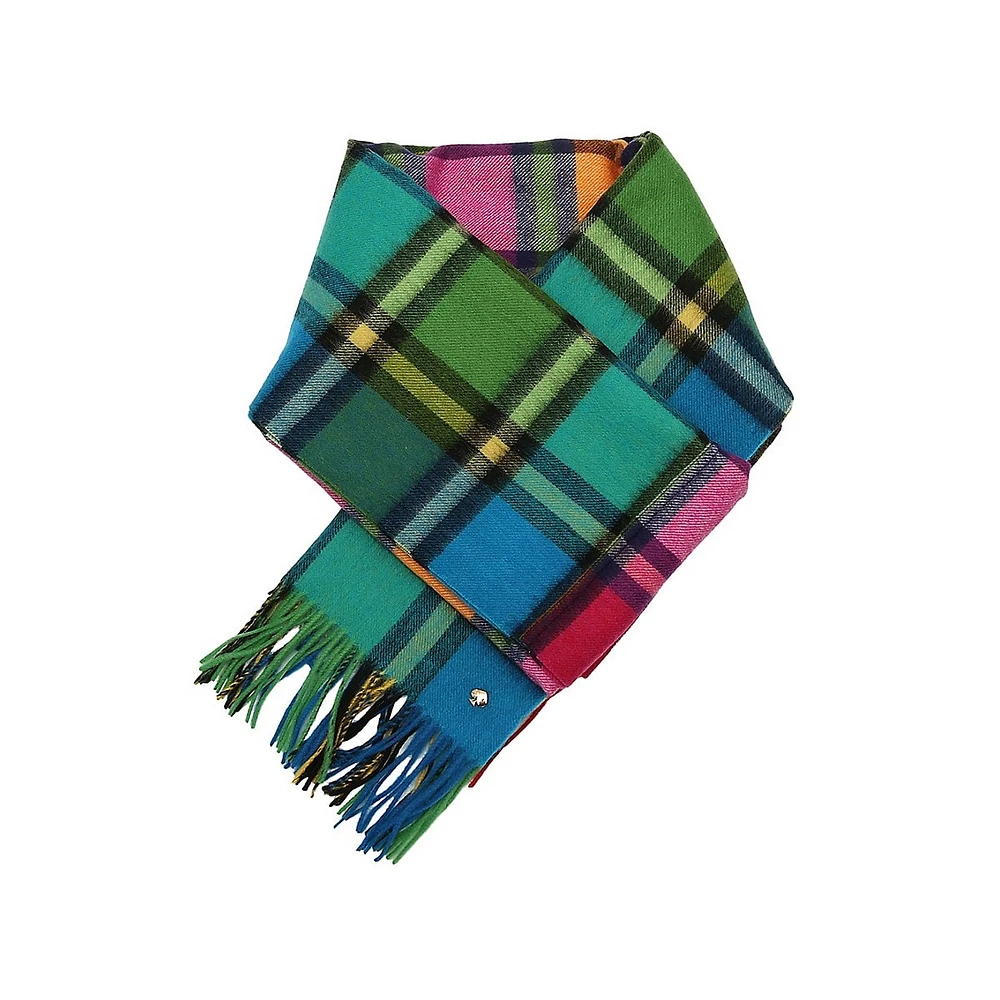 Plaid Mix Yarn-Dyed Wool Scarf