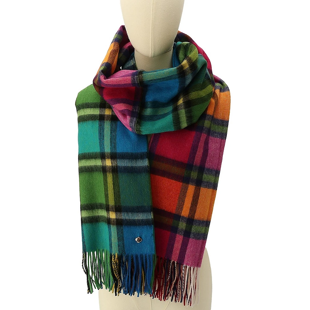 Plaid Mix Yarn-Dyed Wool Scarf