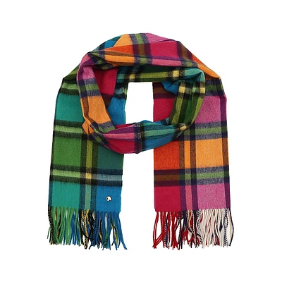 Plaid Mix Yarn-Dyed Wool Scarf