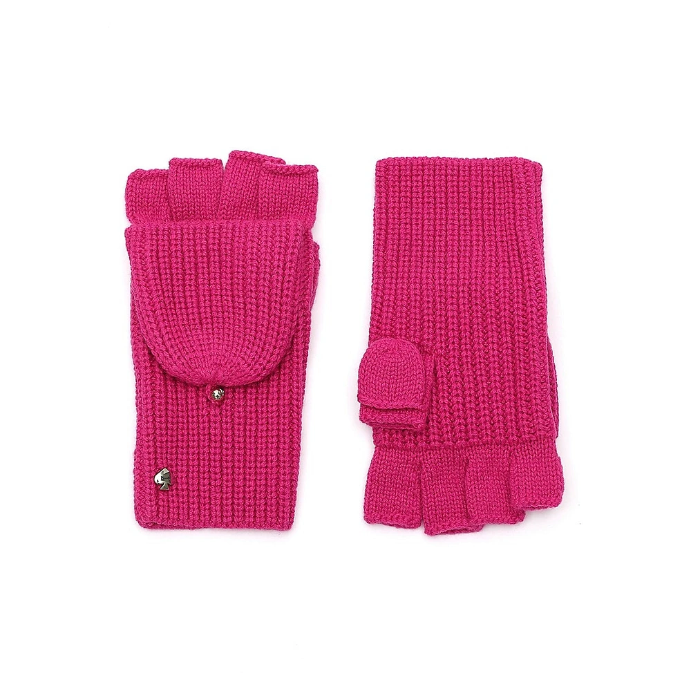 Spade Pop-Top Knit Gloves