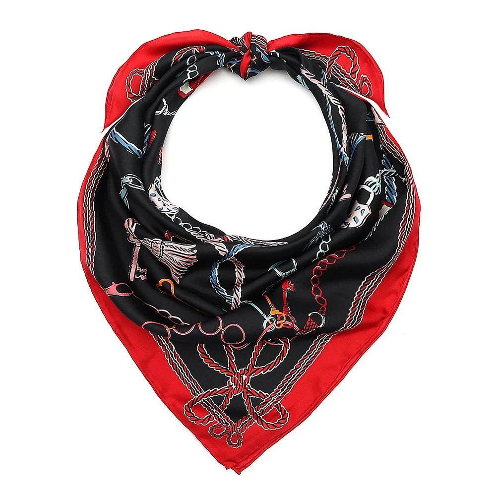 Lock & Key-Print Silk Scarf