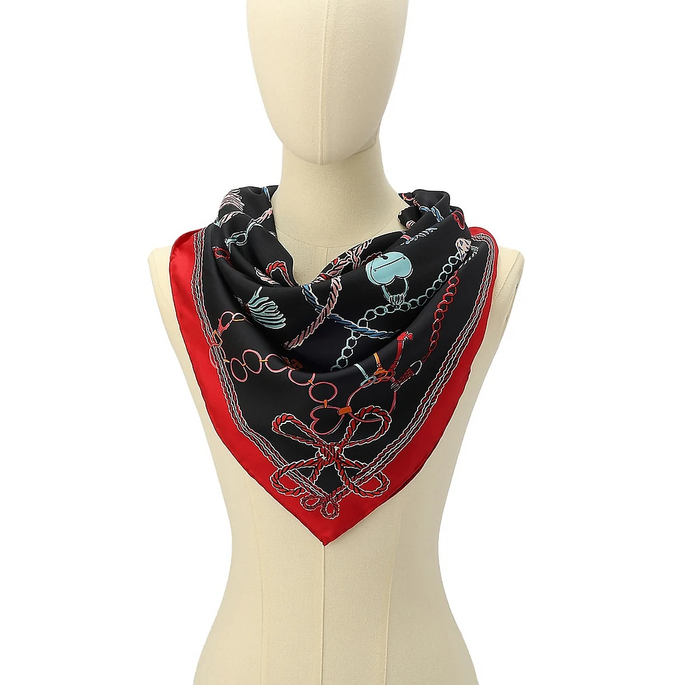 Lock & Key-Print Silk Scarf