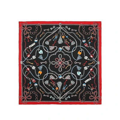 Foulard en soie à imprimé cadenas et clé