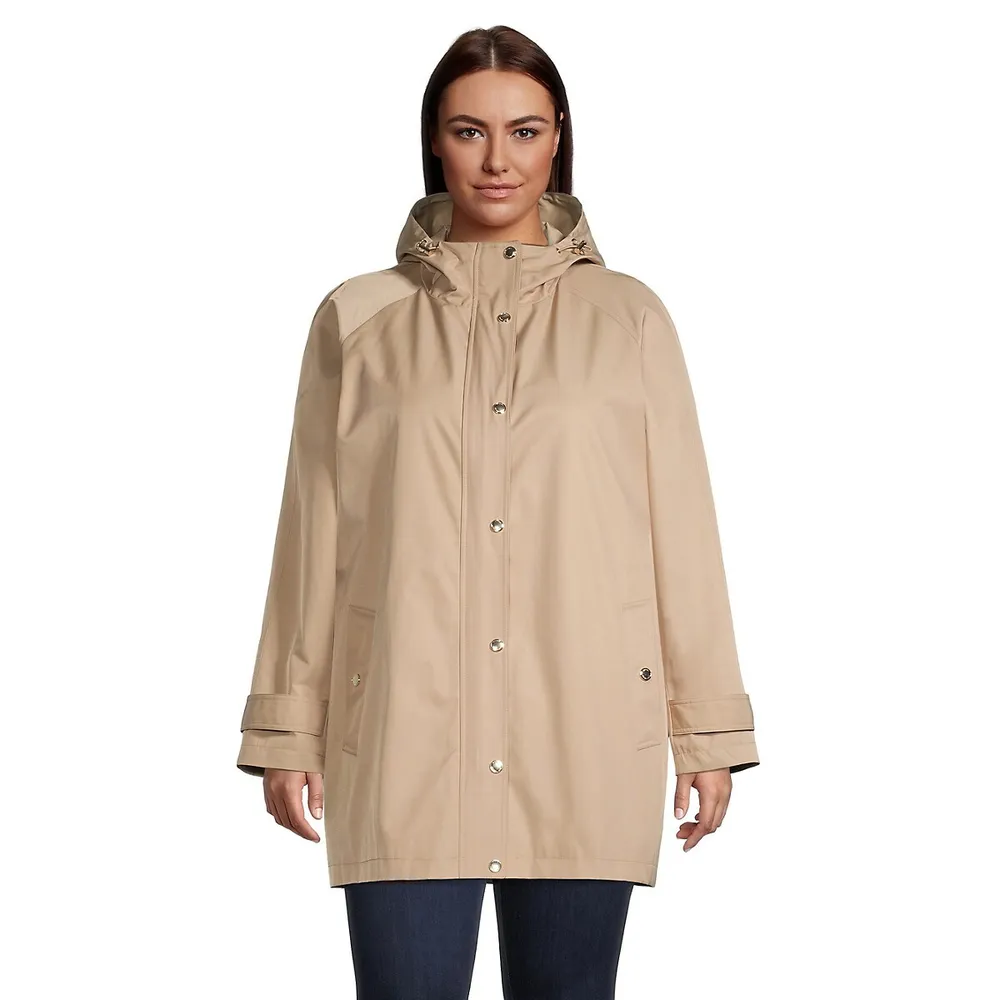 Plus Basic Hooded Trench Coat