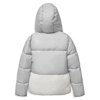 Girl's Berber Fleece-Lined Metallic Puffer Jacket