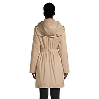 Single-Breasted Hooded Trench Coat