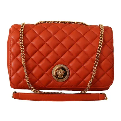 Red Nappa Leather Medusa Shoulder Women's Bag