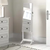 Evie White Makeup Mirror Jewelry Cabinet With Full Mirror