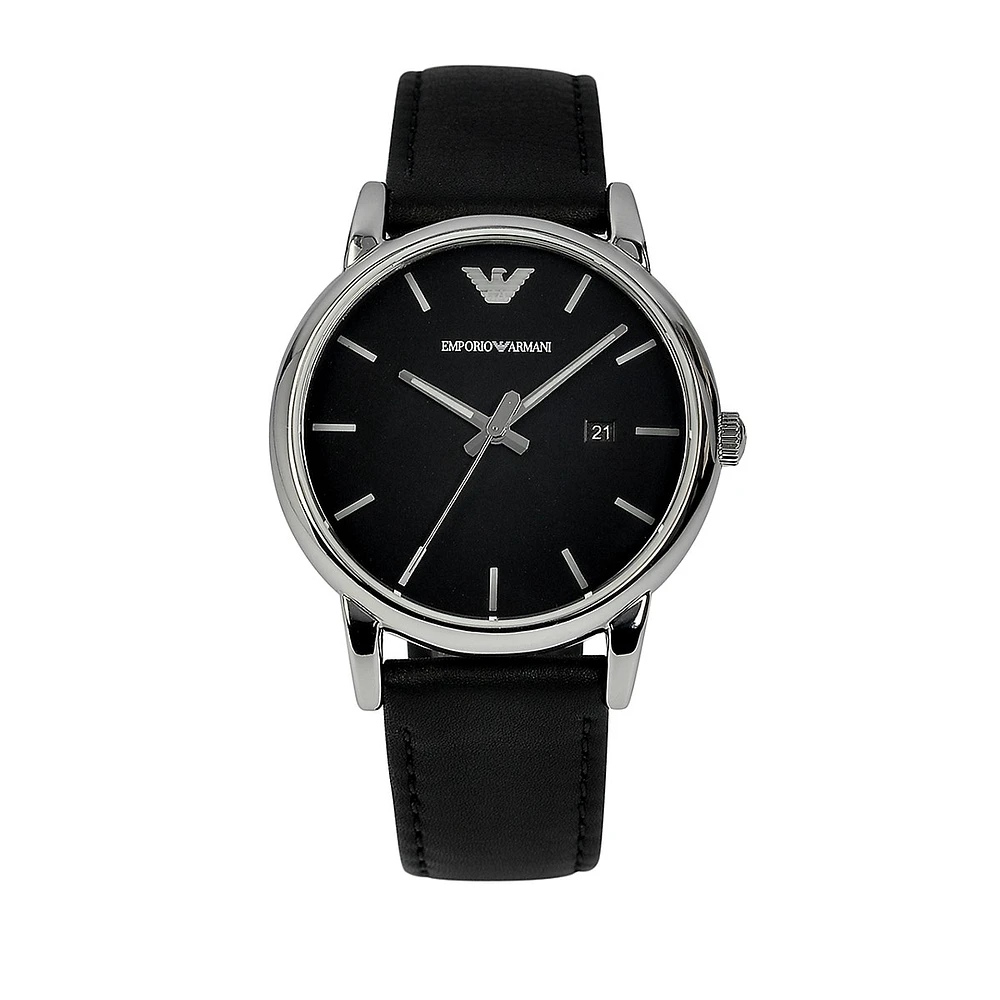 Men's Round Black Dial on Black Strap