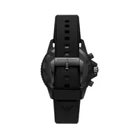 Montre chronographe en acier inoxydable noir et bracelet en silicone AR11463