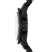 Montre chronographe en acier inoxydable noir et bracelet en silicone AR11463