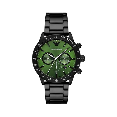 Montre-bracelet chronographe en acier inoxydable noir AR11472