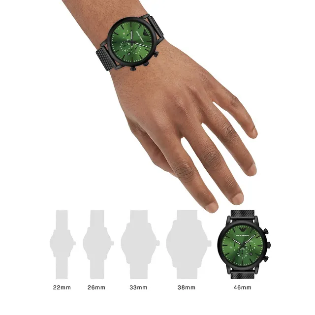 Emporio Armani Black Stainless | Mesh Pen The Chronograph Centre Bracelet Watch Steel AR11470