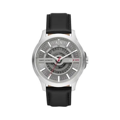 Stainless Steel & Leather Strap Watch​ AX2445