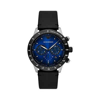 Montre chronographe en acier inoxydable avec bracelet en cuir AR11522