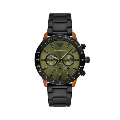 Montre chronographe à bracelet en acier inoxydable noir AR11548