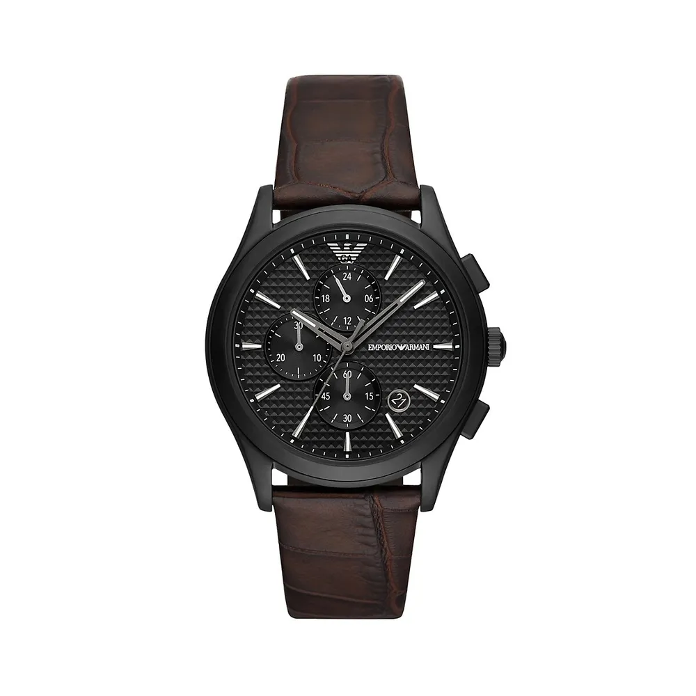 Chronograph Brown Leather Strap Watch AR11549