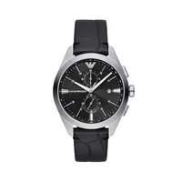 Chronograph Black Leather Strap Watch AR11542
