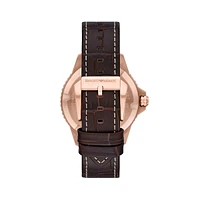 Brown Leather Strap Diver Watch AR11556