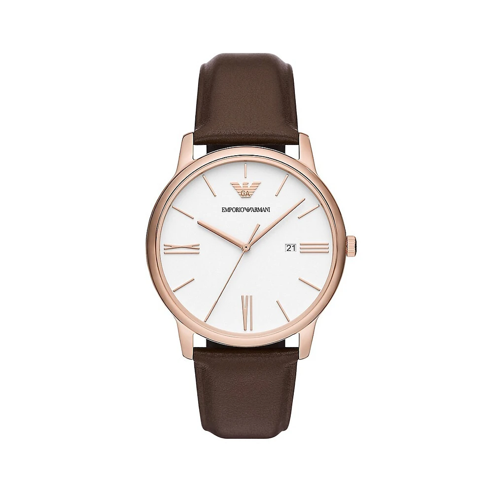 Brown Leather Strap Watch AR11572