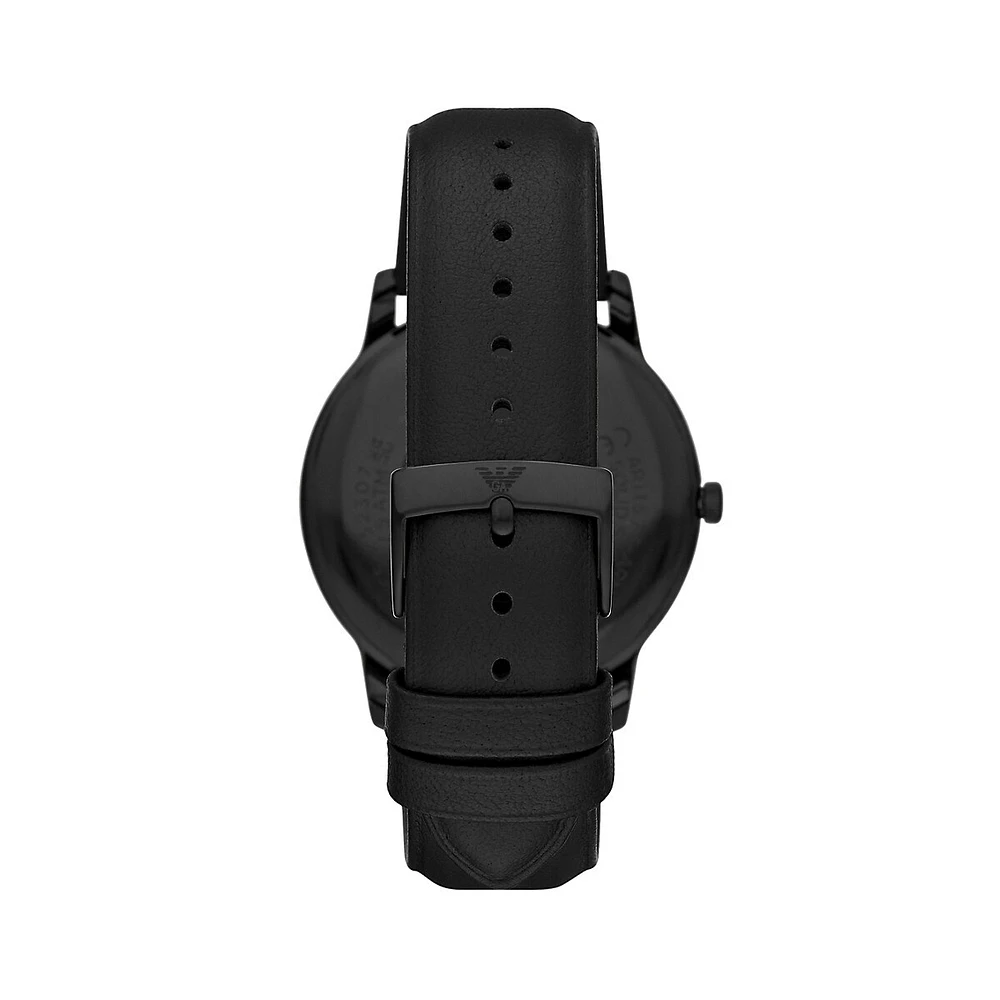 Black Leather Strap Watch AR11573