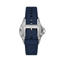Stainless Steel Blue Silicone-Strap GMT Dual TimeWatch AR11592