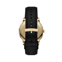 Goldtone Stainless Steel & Leather Strap Watch AR11601
