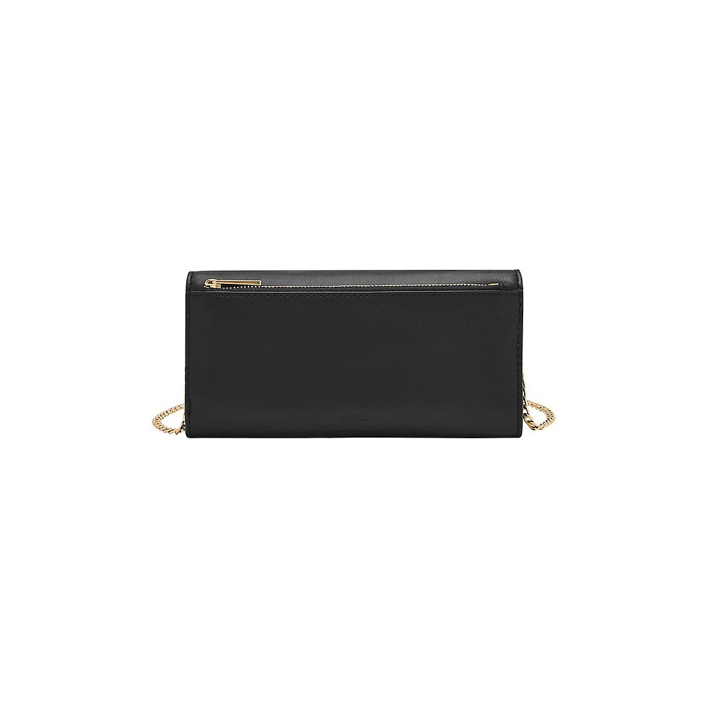 Penrose Flap Crossbody-Chain Leather Wallet