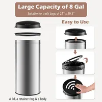 8 Gallon Automatic Trash Can Touchless Motion Sensor Waste Bin Battery Operated