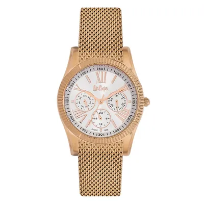 Ladies Lc06319.430 Multi-function Rose Gold Watch With A Rose Gold Mesh Band And A White Dial