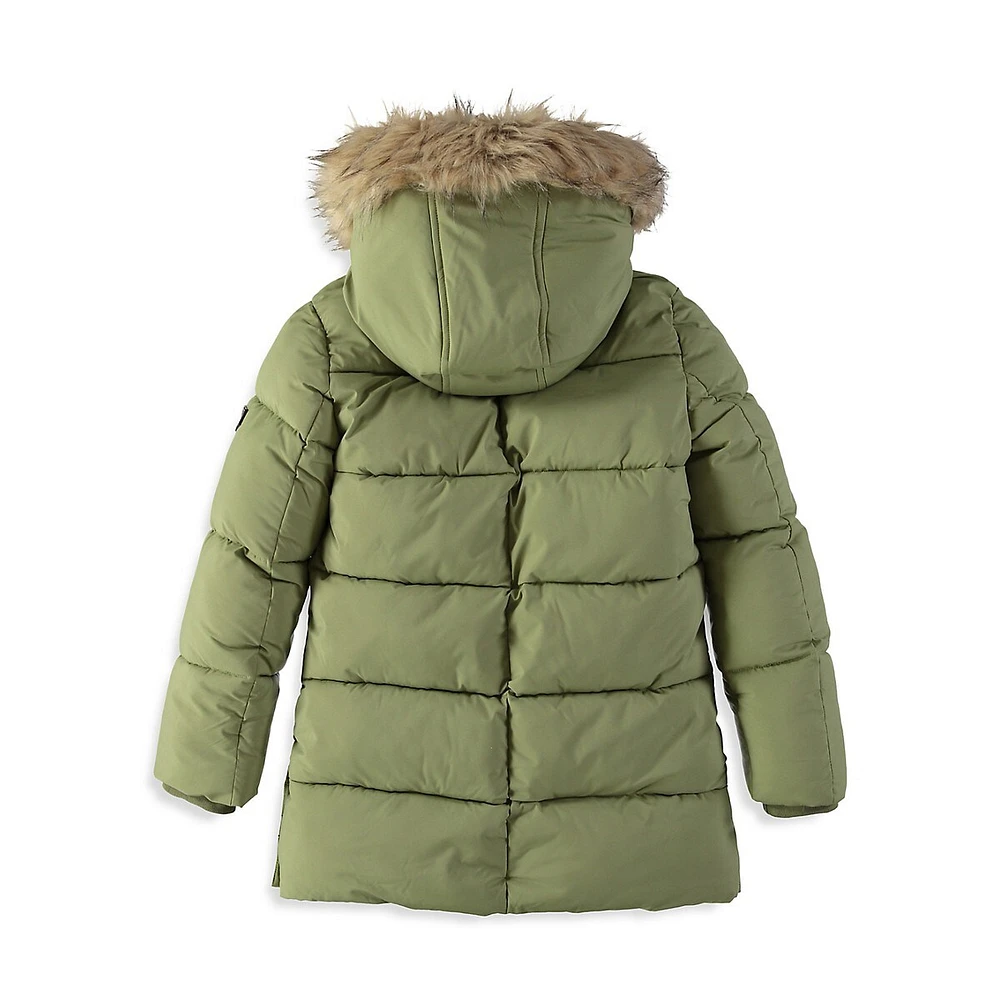 Girl's Expedition Faux Fur Trim Hooded Parka